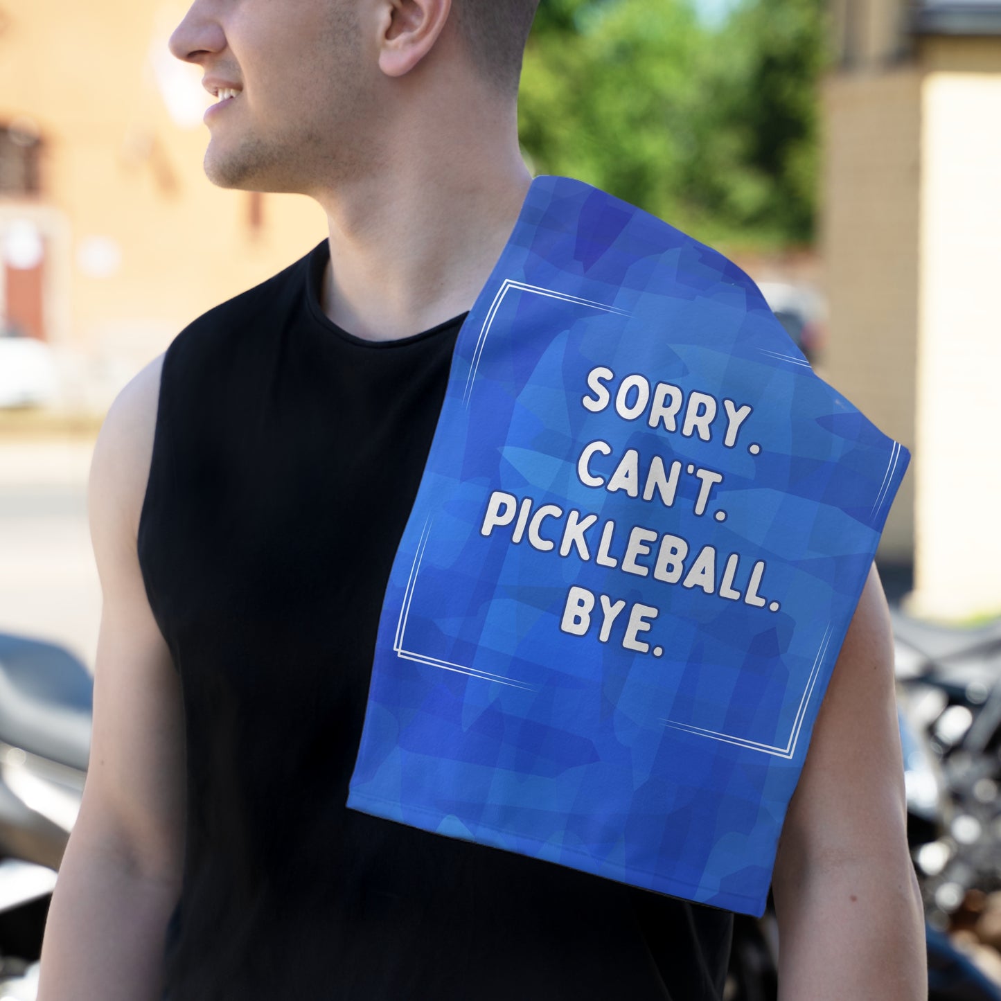 Sorry Can't Pickleball Bye Blue Pickleball Towel - pickleball player sports rally kitchen bathroom towel