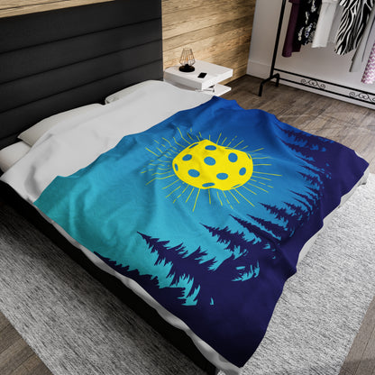 Plush Blanket - Pickleball Design, Small to Extra Large sizes - Gift for Home | moutain tree pickleball style