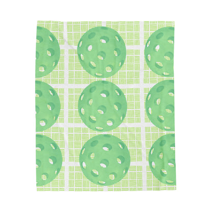 Plush Blanket - Pickleball Design, Small to Extra Large sizes - Gift for Home | green plaid style