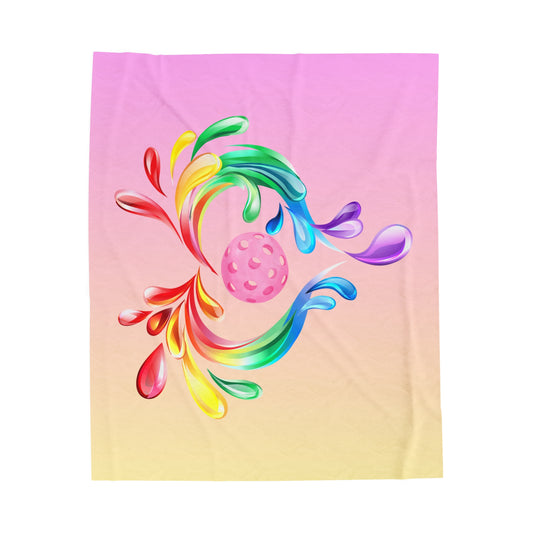 Plush Blanket - Pickleball Design, Small to Extra Large sizes - Gift for Home | swirl heart pickleball style