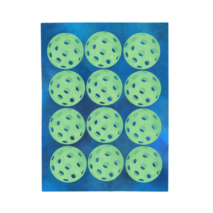 Plush Blanket - Pickleball Design, Small to Extra Large sizes - Gift for Home | green layered balls style