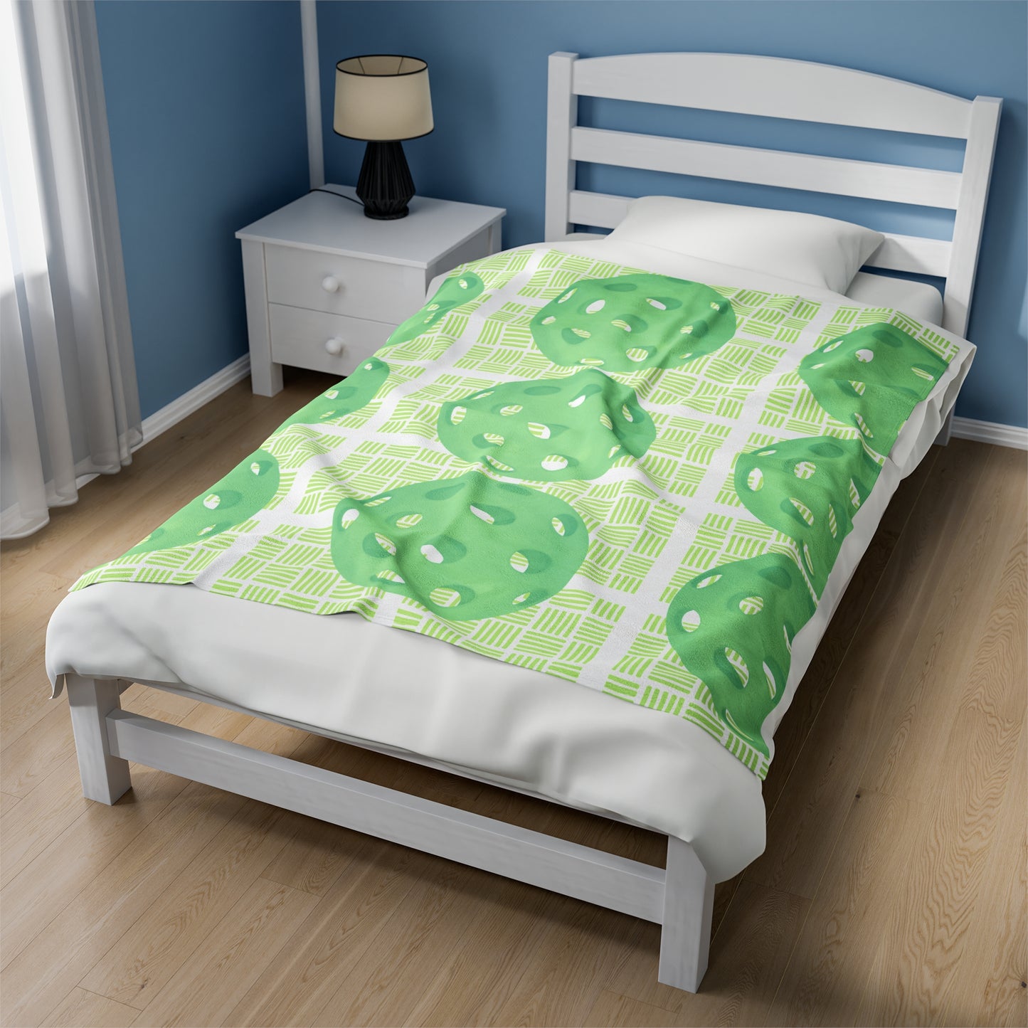 Plush Blanket - Pickleball Design, Small to Extra Large sizes - Gift for Home | green plaid style