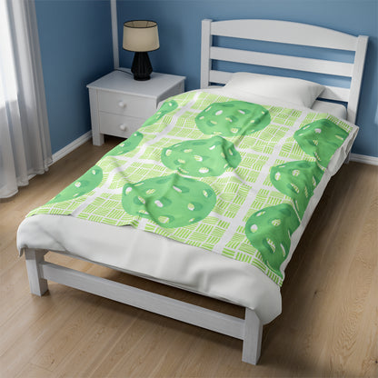 Plush Blanket - Pickleball Design, Small to Extra Large sizes - Gift for Home | green plaid style