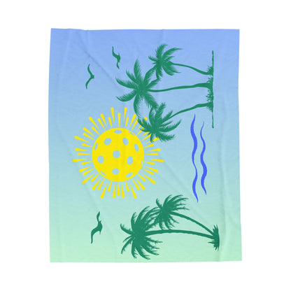 Plush Blanket - Pickleball Design, Small to Extra Large sizes - Gift for Home | modern beach pickleball style