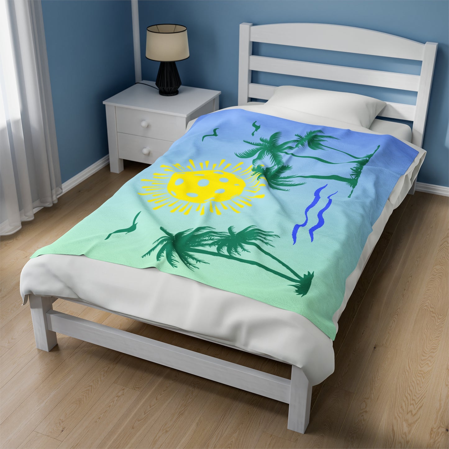 Plush Blanket - Pickleball Design, Small to Extra Large sizes - Gift for Home | modern beach pickleball style