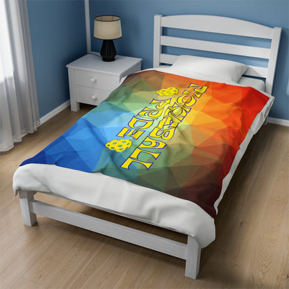 Plush Blanket - Pickleball Design, Small to Extra Large sizes - Gift for Home | pickleball pride rainbow style