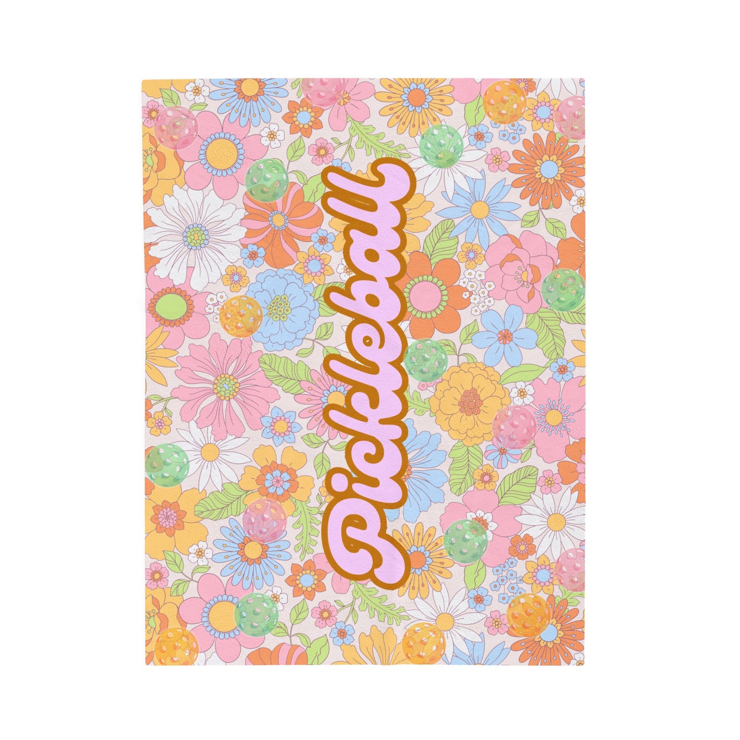 Plush Blanket - Pickleball Design, Small to Extra Large sizes - Gift for Home | floral pickleball style