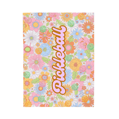 Plush Blanket - Pickleball Design, Small to Extra Large sizes - Gift for Home | floral pickleball style