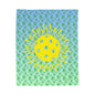 Plush Blanket - Pickleball Design, Small to Extra Large sizes - Gift for Home | palm tree yellow sunburst pickleball style