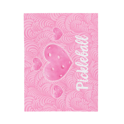 Plush Blanket - Pickleball Design, Small to Extra Large sizes - Gift for Home | pink heart pickleball style