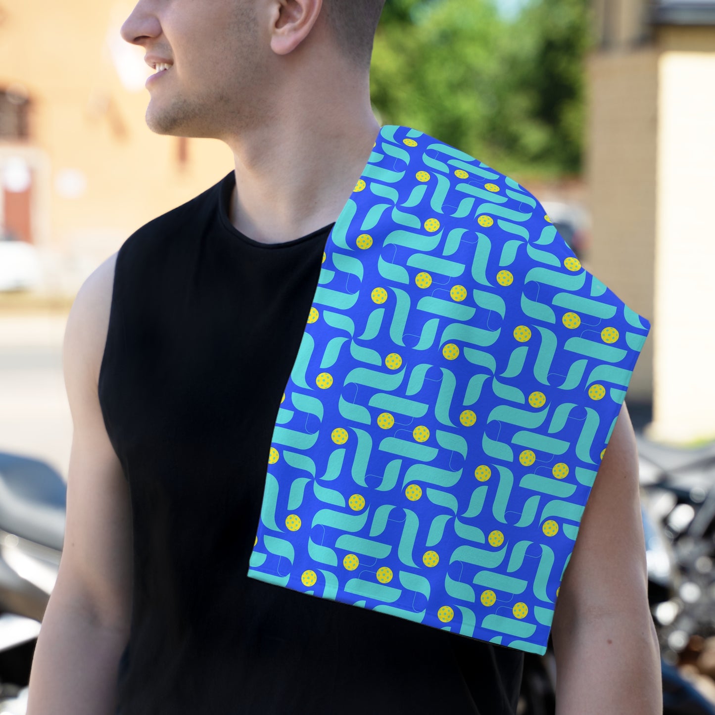 Contemporary Light Blue Pickleball Towel - pickleball player sports rally kitchen bathroom towel