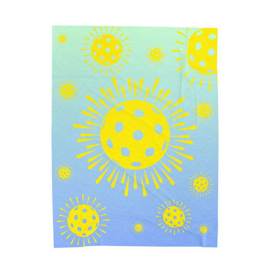 Plush Blanket - Pickleball Design, Small to Extra Large sizes - Gift for Home | picklball sunburst style