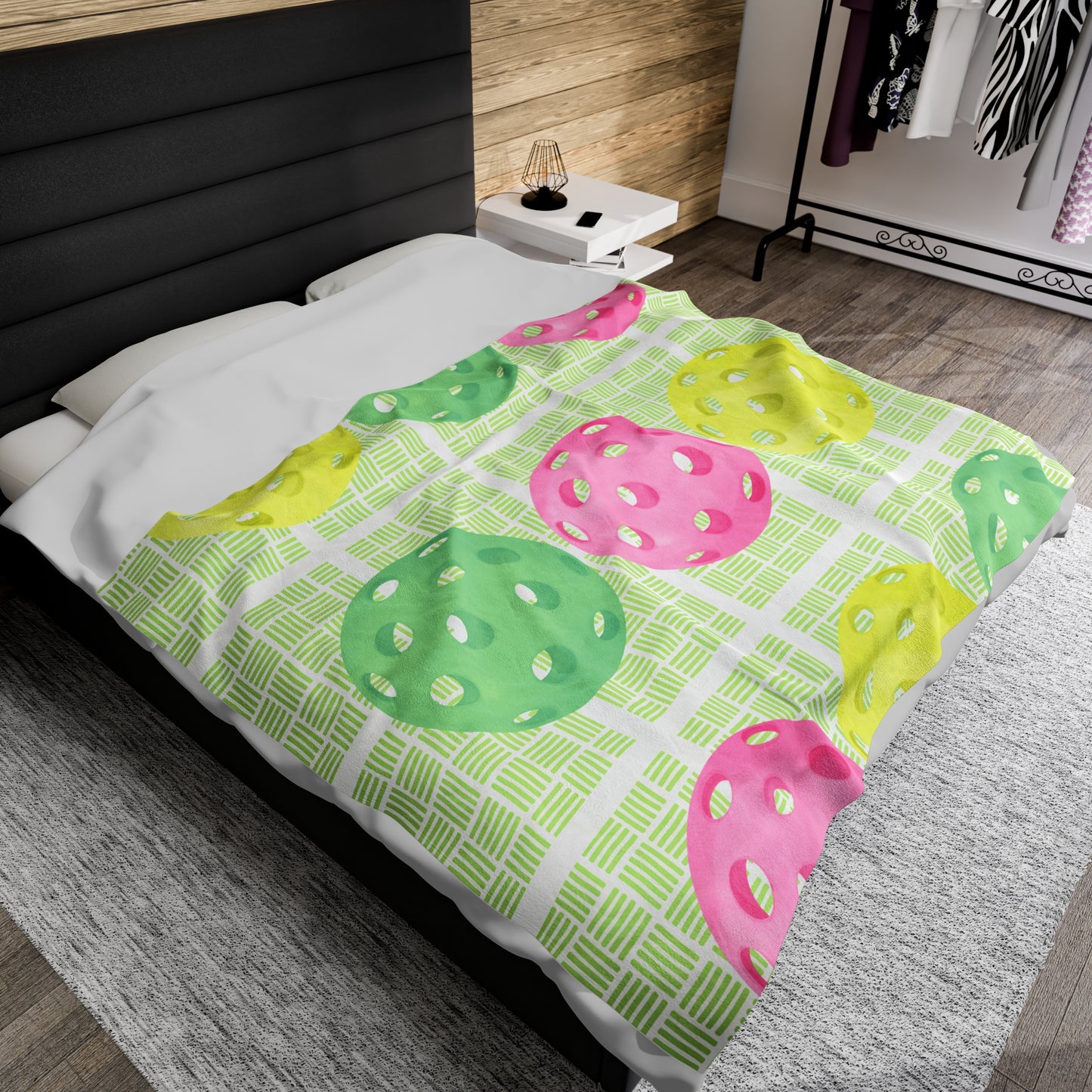 Plush Blanket - Pickleball Design, Small to Extra Large sizes - Gift for Home | multi-colored balls style