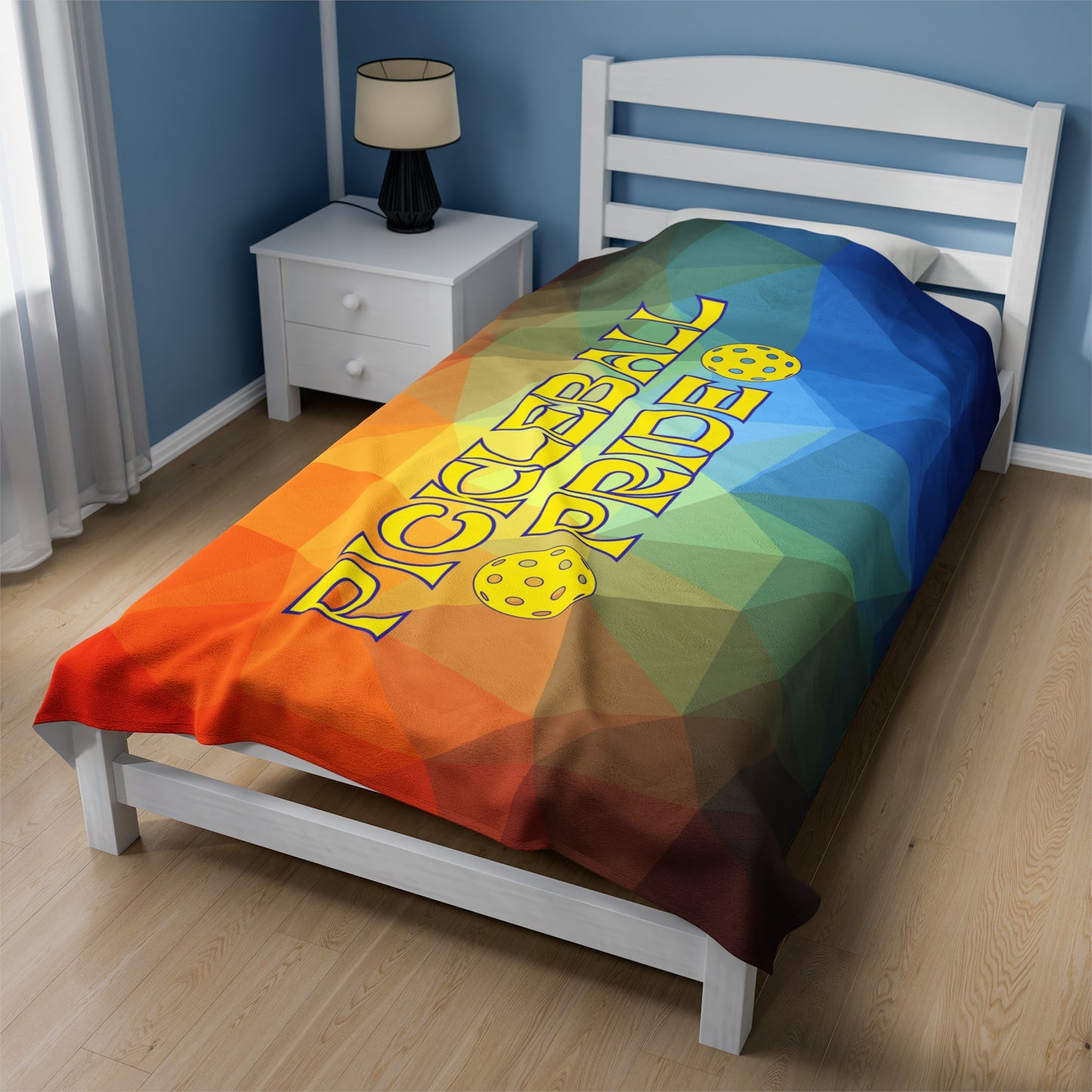 Plush Blanket - Pickleball Design, Small to Extra Large sizes - Gift for Home | pickleball pride rainbow style