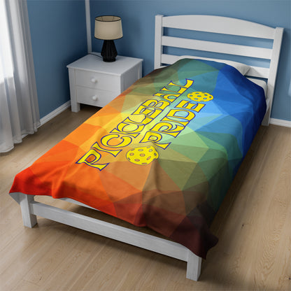 Plush Blanket - Pickleball Design, Small to Extra Large sizes - Gift for Home | pickleball pride rainbow style