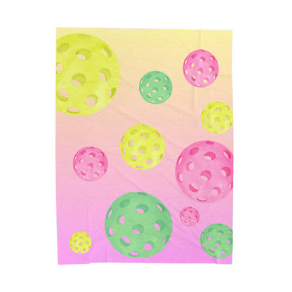 Plush Blanket - Pickleball Design, Small to Extra Large sizes - Gift for Home | floating pastel balls style