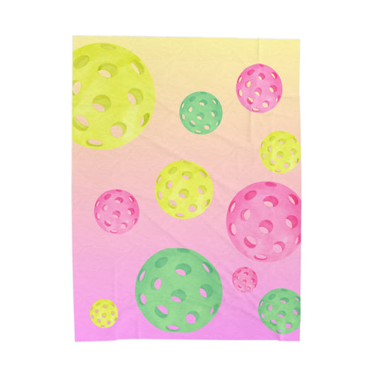 Plush Blanket - Pickleball Design, Small to Extra Large sizes - Gift for Home | floating pastel balls style