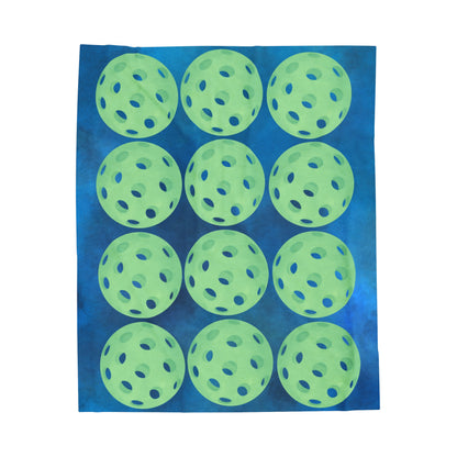 Plush Blanket - Pickleball Design, Small to Extra Large sizes - Gift for Home | green layered balls style