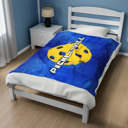 Plush Blanket - Pickleball Design, Small to Extra Large sizes - Gift for Home | blue layered balls style