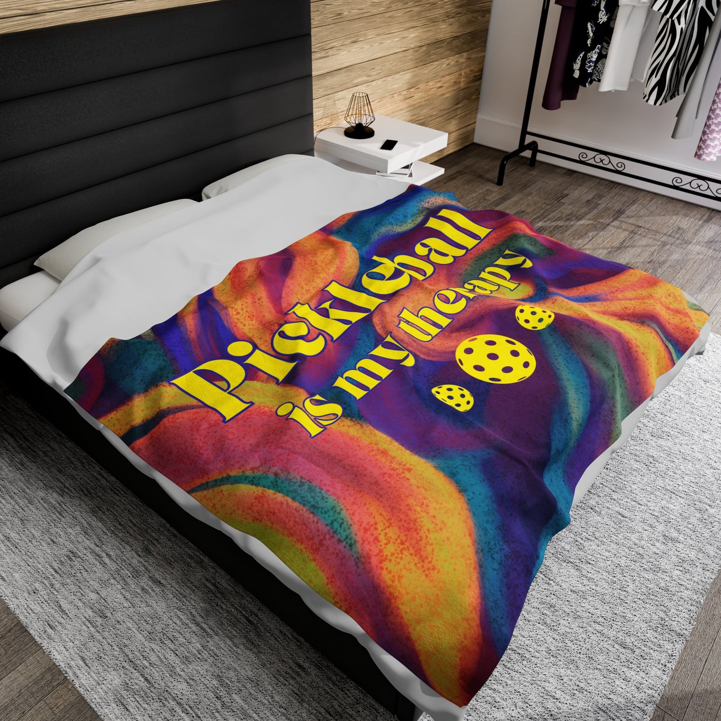 Plush Blanket - Pickleball Design, Small to Extra Large sizes - Gift for Home | Pickleball is my therapy multi color style
