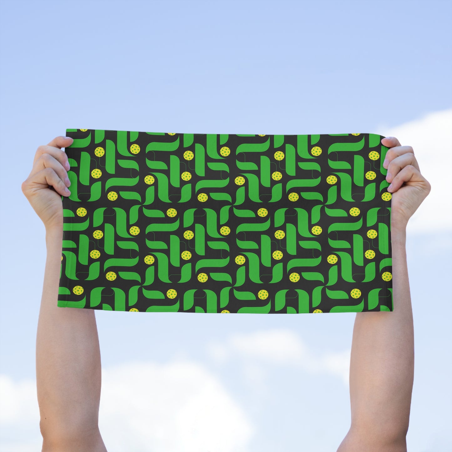 Contemporary Green/Black PickleballTowel - pickleball player sports rally kitchen bathroom towel