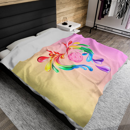 Plush Blanket - Pickleball Design, Small to Extra Large sizes - Gift for Home | swirl heart pickleball style