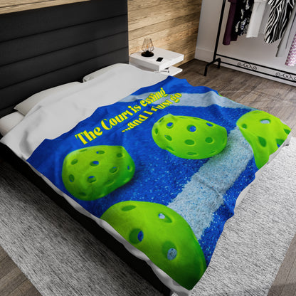 Plush Blanket - Pickleball Design, Small to Extra Large sizes - Gift for Home | pickleball is my therapy style