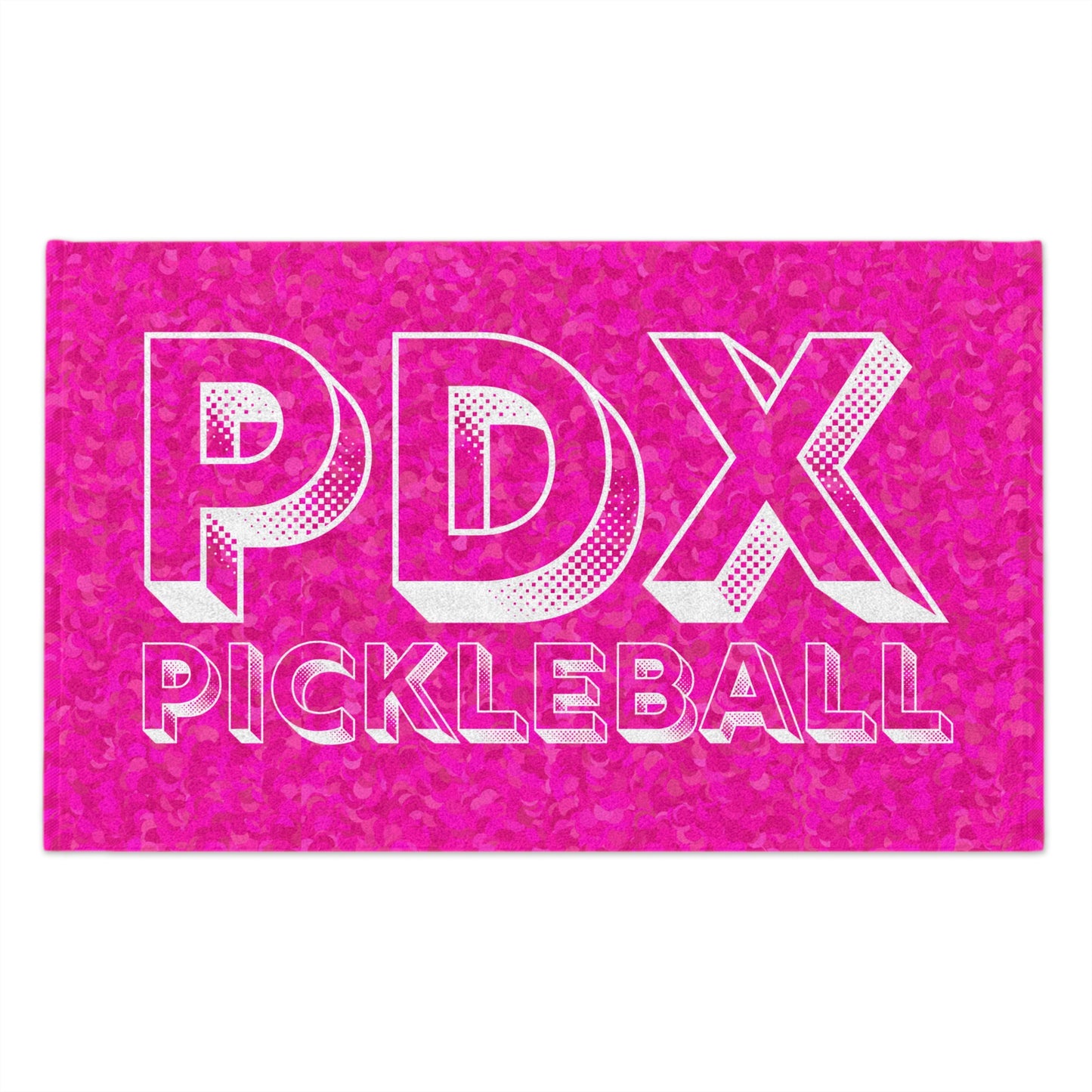 PDX Graphic Pink Pickleball Towel - pickleball player sports rally kitchen bathroom towel Portland oregon