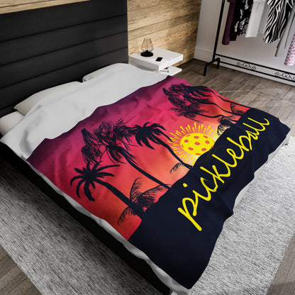 Plush Blanket - Pickleball Design, Small to Extra Large sizes - Gift for Home | beach pickleball style