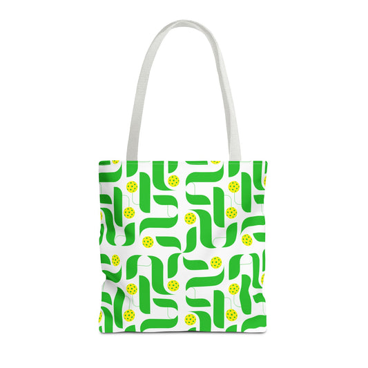 Green Modern Pattern Tote Bag - Pickleball player bag for shopping gear and travel