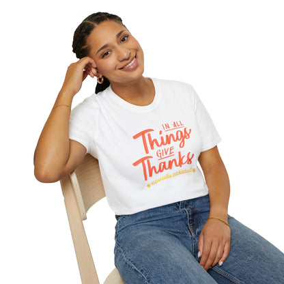 Thanksgiving Gratitude Pickleball T-Shirt, Unisex Tee, Shirt for Men Women, Fall Season Top, Sporty Gift