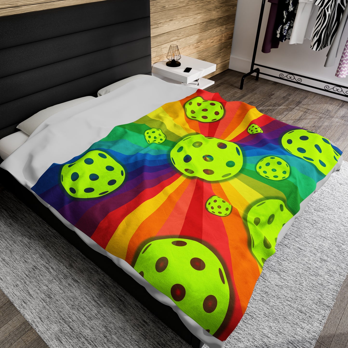 Plush Blanket - Pickleball Design, Small to Extra Large sizes - Gift for Home | rainbow pride pickleball style