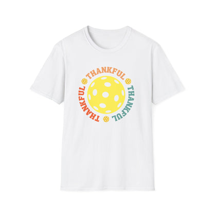 Thankful Pickleball Thanksgiving T-Shirt, Autumn Sports Tee, Fall Gratitude Shirt, Unisex Softstyle Top